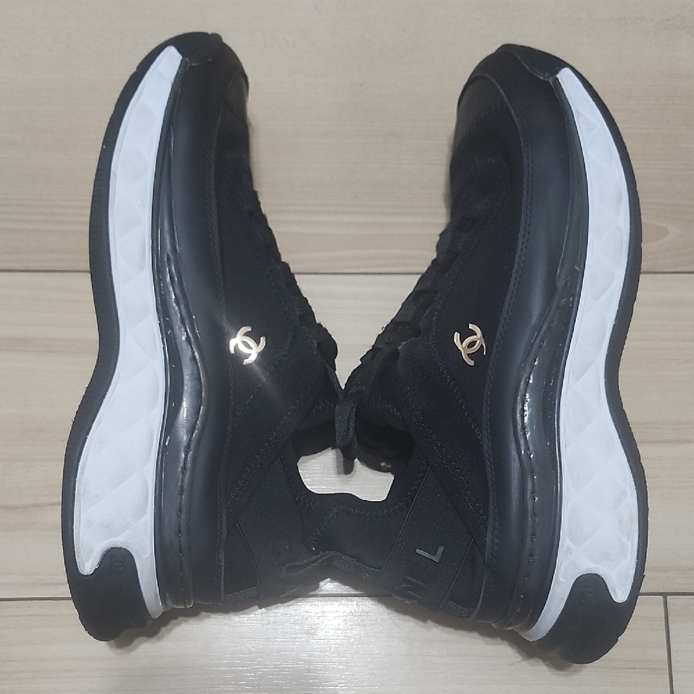 CHANEL Black and White Athletic Shoes